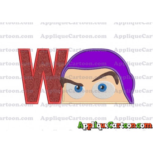 Head Buzz Lightyear Toy Story Applique Embroidery Design With Alphabet W