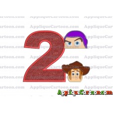 Head Buzz Lightyear and Sheriff Woody Toy Story Applique Embroidery Design Birthday Number 2