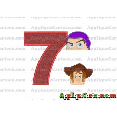 Head Buzz Lightyear and Sheriff Woody Toy Story Applique Embroidery Design Birthday Number 7