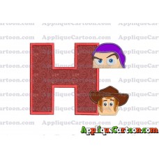 Head Buzz Lightyear and Sheriff Woody Toy Story Applique Embroidery Design With Alphabet H