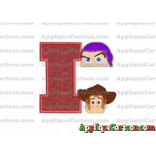 Head Buzz Lightyear and Sheriff Woody Toy Story Applique Embroidery Design With Alphabet I