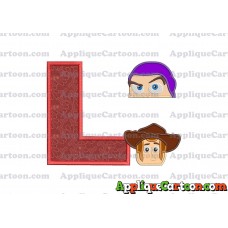 Head Buzz Lightyear and Sheriff Woody Toy Story Applique Embroidery Design With Alphabet L