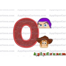 Head Buzz Lightyear and Sheriff Woody Toy Story Applique Embroidery Design With Alphabet O