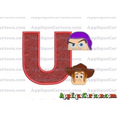 Head Buzz Lightyear and Sheriff Woody Toy Story Applique Embroidery Design With Alphabet U