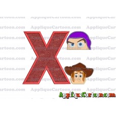 Head Buzz Lightyear and Sheriff Woody Toy Story Applique Embroidery Design With Alphabet X
