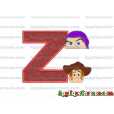 Head Buzz Lightyear and Sheriff Woody Toy Story Applique Embroidery Design With Alphabet Z
