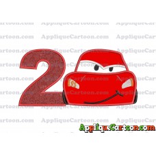 Head Lightning McQueen Cars Applique Embroidery Design Birthday Number 2