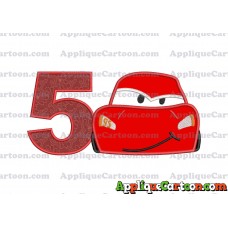 Head Lightning McQueen Cars Applique Embroidery Design Birthday Number 5