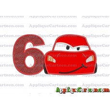 Head Lightning McQueen Cars Applique Embroidery Design Birthday Number 6