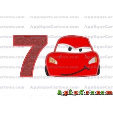 Head Lightning McQueen Cars Applique Embroidery Design Birthday Number 7