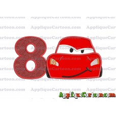 Head Lightning McQueen Cars Applique Embroidery Design Birthday Number 8