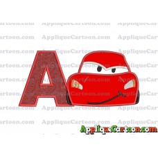Head Lightning McQueen Cars Applique Embroidery Design With Alphabet A