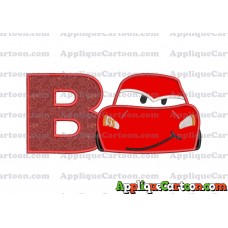 Head Lightning McQueen Cars Applique Embroidery Design With Alphabet B