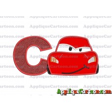 Head Lightning McQueen Cars Applique Embroidery Design With Alphabet C