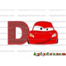 Head Lightning McQueen Cars Applique Embroidery Design With Alphabet D