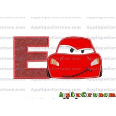 Head Lightning McQueen Cars Applique Embroidery Design With Alphabet E