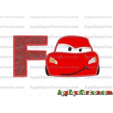 Head Lightning McQueen Cars Applique Embroidery Design With Alphabet F