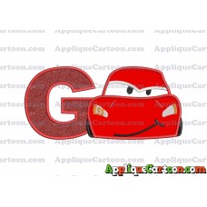 Head Lightning McQueen Cars Applique Embroidery Design With Alphabet G