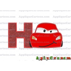 Head Lightning McQueen Cars Applique Embroidery Design With Alphabet H