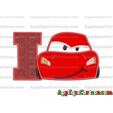 Head Lightning McQueen Cars Applique Embroidery Design With Alphabet I