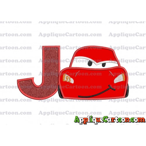 Head Lightning McQueen Cars Applique Embroidery Design With Alphabet J