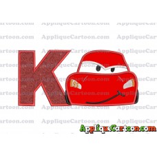 Head Lightning McQueen Cars Applique Embroidery Design With Alphabet K