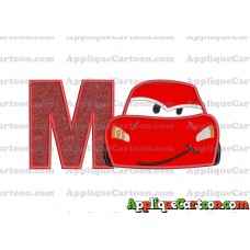 Head Lightning McQueen Cars Applique Embroidery Design With Alphabet M