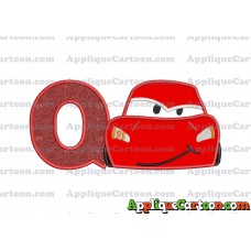 Head Lightning McQueen Cars Applique Embroidery Design With Alphabet Q