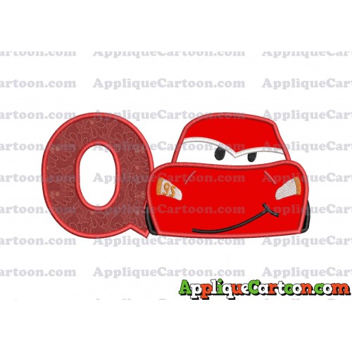 Head Lightning McQueen Cars Applique Embroidery Design With Alphabet Q