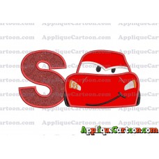 Head Lightning McQueen Cars Applique Embroidery Design With Alphabet S