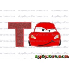 Head Lightning McQueen Cars Applique Embroidery Design With Alphabet T