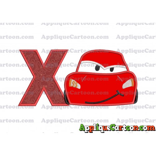 Head Lightning McQueen Cars Applique Embroidery Design With Alphabet X