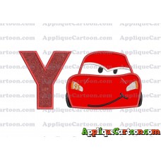 Head Lightning McQueen Cars Applique Embroidery Design With Alphabet Y