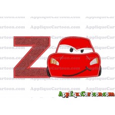 Head Lightning McQueen Cars Applique Embroidery Design With Alphabet Z
