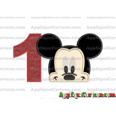 Head Mickey Mouse Applique Embroidery Design Birthday Number 1
