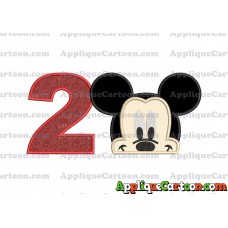 Head Mickey Mouse Applique Embroidery Design Birthday Number 2