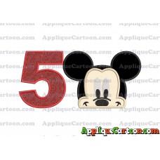 Head Mickey Mouse Applique Embroidery Design Birthday Number 5