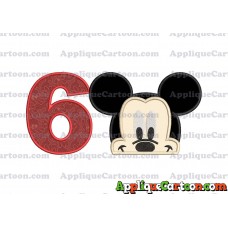 Head Mickey Mouse Applique Embroidery Design Birthday Number 6
