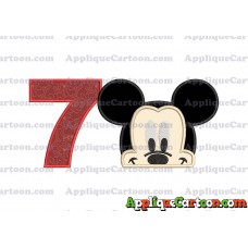 Head Mickey Mouse Applique Embroidery Design Birthday Number 7