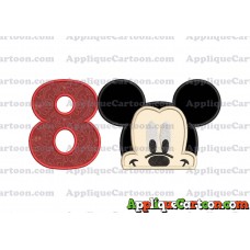 Head Mickey Mouse Applique Embroidery Design Birthday Number 8