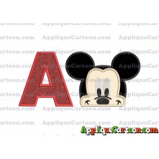 Head Mickey Mouse Applique Embroidery Design With Alphabet A