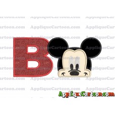 Head Mickey Mouse Applique Embroidery Design With Alphabet B