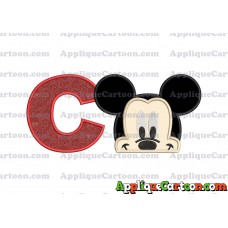 Head Mickey Mouse Applique Embroidery Design With Alphabet C