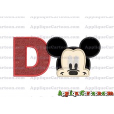 Head Mickey Mouse Applique Embroidery Design With Alphabet D