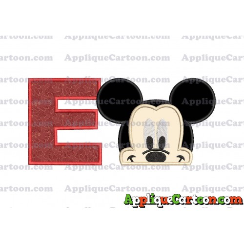 Head Mickey Mouse Applique Embroidery Design With Alphabet E