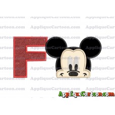 Head Mickey Mouse Applique Embroidery Design With Alphabet F