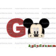 Head Mickey Mouse Applique Embroidery Design With Alphabet G