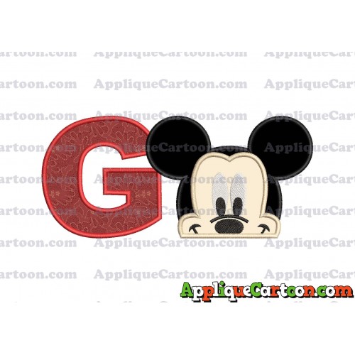 Head Mickey Mouse Applique Embroidery Design With Alphabet G
