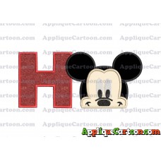 Head Mickey Mouse Applique Embroidery Design With Alphabet H