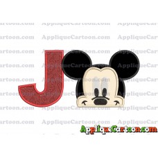 Head Mickey Mouse Applique Embroidery Design With Alphabet J
